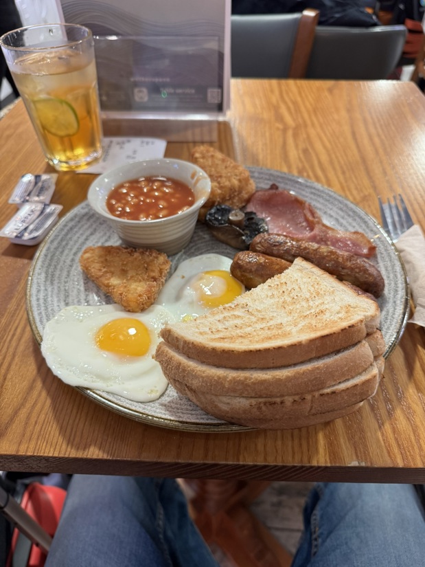 A large full English breakfast